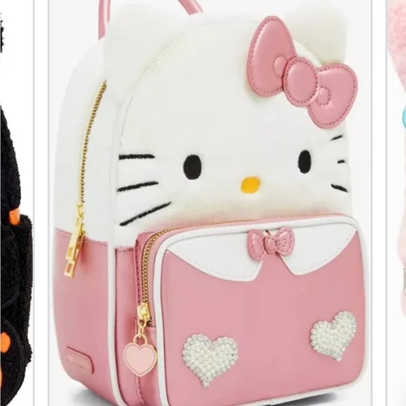 SET OF THREE rare Loungefly fuzzy Sanrio backpacks hk, my Melody Kuromi - Picture 2 of 4